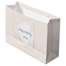 Roze Witte Wildflowers Patroon Monogrammed Groot Cadeauzakje