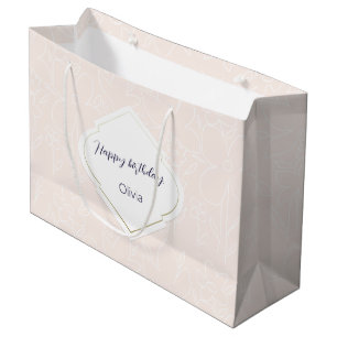Roze Witte Wildflowers Patroon Monogrammed Groot Cadeauzakje