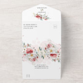 Roze witte winterFlorals van Bourgogne All In One Uitnodiging (Buitenkant)