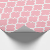 Roze witte XL Marokkaanse Quatrefoil #4 Cadeaupapier (Hoek)