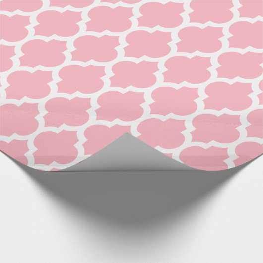 Roze witte XL Marokkaanse Quatrefoil #4 Cadeaupapier (Hoek)