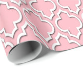 Roze Witte XL Marokkaanse Quatrefoil #7DS Cadeaupapier (Rol Hoek)
