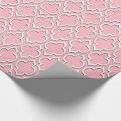Roze witte XL Moroccan Quatrefoil #7DS Cadeaupapier (Hoek)