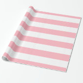 Roze, witte XL Stripes patroon Cadeaupapier (Uitgerold)