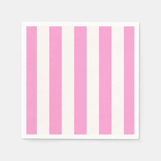 Roze witte XL Stripes Patroon Servetten (Voorkant)
