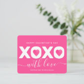 Roze Witte "XOXO" Elegante Galentine's Day Feestdagenkaart (Staand voorkant)