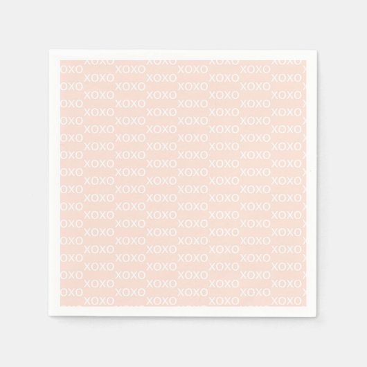 Roze & Witte xoxo Valentijnsfeest Servet (Voorkant)