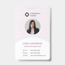 Roze Witte Zakelijk Logo Werknemer Foto Id Gestree