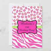 Roze witte Zebra Leopard 30th Birthday Party Kaart (Voorkant)