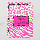 Roze witte Zebra leopard Girls Night Out Kaart (Voorkant / Achterkant)