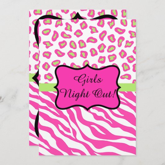 Roze witte Zebra leopard Girls Night Out Kaart (Voorkant / Achterkant)