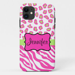 Roze witte Zebra Leopard Huidnaam Aangepast Case-Mate iPhone Case