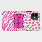 Roze witte Zebra Leopard Huidnaam Aangepast Case-Mate iPhone Case (Achterkant (horizontaal))