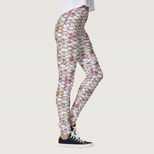Roze witte Zeemeermin Afdrukken Leggings (Rechts)