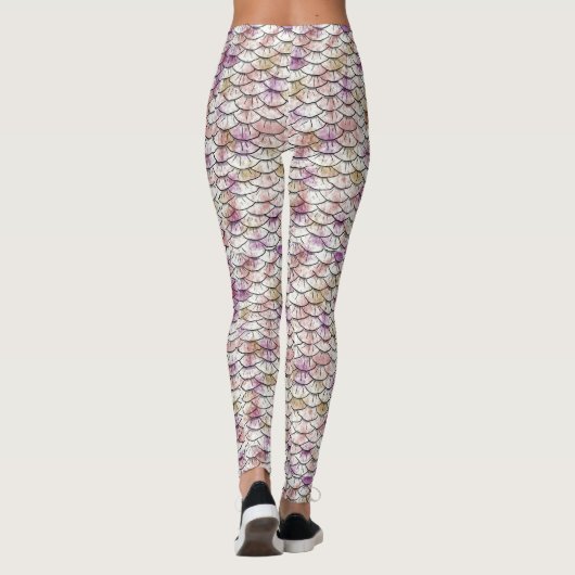 Roze witte Zeemeermin Afdrukken Leggings (Achterkant)