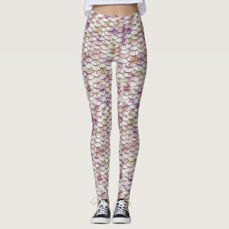 Roze witte Zeemeermin Afdrukken Leggings