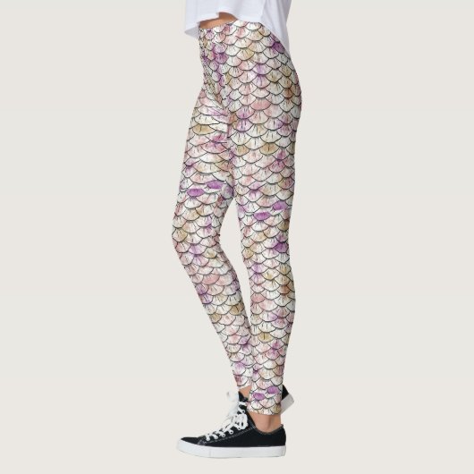 Roze witte Zeemeermin Afdrukken Leggings (Links)