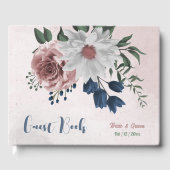 roze witte zeemijlbloemen groen huwelijk gastenboek (Voorkant)