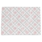 Roze Witte Zilveren Glitter Vierkanten Trouwfeest Groot Cadeauzakje (Voorkant)