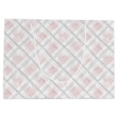 Roze Witte Zilveren Glitter Vierkanten Trouwfeest Groot Cadeauzakje (Achterkant)