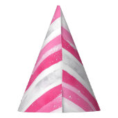 Roze witte zilveren strepen Verjaardag Feesthoedjes (Achterkant)