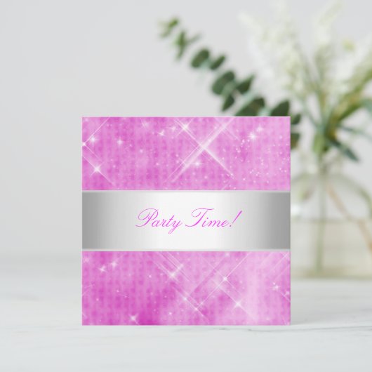 Roze witte zilververlichting kaart (Staand voorkant)