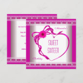 Roze witte zoete zestien 16-jarige hartdag Heart B Kaart (Voorkant / Achterkant)