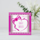Roze witte zoete zestien 16-jarige hartdag Heart B Kaart (Staand voorkant)