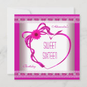 Roze witte zoete zestien 16-jarige hartdag Heart B Kaart (Voorkant)