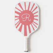 Roze Witte Zon Monogrammed Pickleball Paddle (Achterkant)