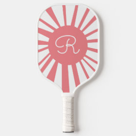 Roze Witte Zon Monogrammed Pickleball Paddle
