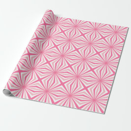 Roze witte zonnestralen die patronen herhalen cadeaupapier