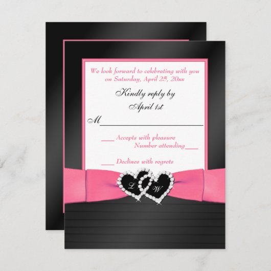 Roze witte zwarte AUX Pleats Hearts Weddenschap RS Kaart (Voorkant / Achterkant)