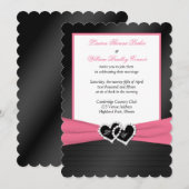 Roze witte zwarte FAUX Pleats Hearts Weddenschap Kaart (Voorkant / Achterkant)