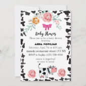 Roze witte zwarte Koe voor baby shower Kaart (Voorkant)