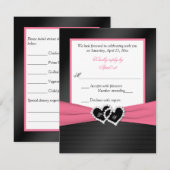 Roze Witte Zwarte NEP PlOOIEN Hartjes Trouw RSVP Kaart (Voorkant / Achterkant)