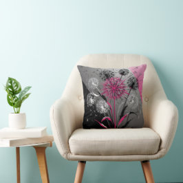 Roze, Witte Zwarte Paardenbloemen  Kussen