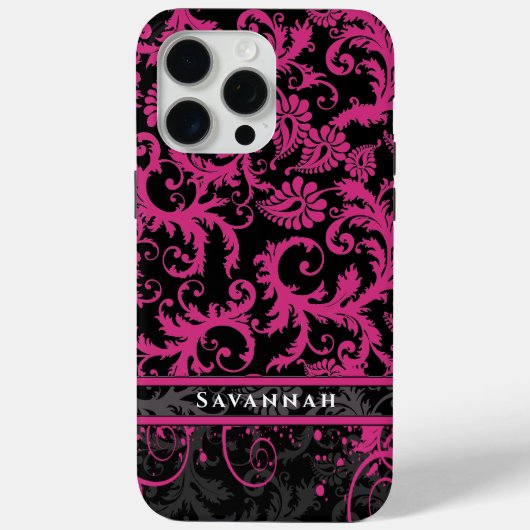 Roze witte zwarte, persoonlijke Damask iPhone Case-Mate iPhone Case (Achterkant)