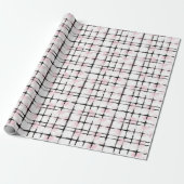 Roze Witte Zwarte Strepen Cadeaupapier (Uitgerold)