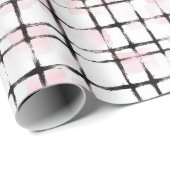 Roze Witte Zwarte Strepen Cadeaupapier (Rol Hoek)