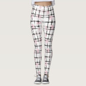 Roze Witte Zwarte Strepen Leggings (Voorkant)