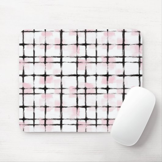 Roze Witte Zwarte Strepen Muismat (Met muis)