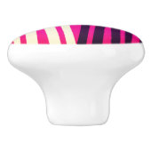 Roze witte zwarte verticale strepen keramische knop (Zijkant)