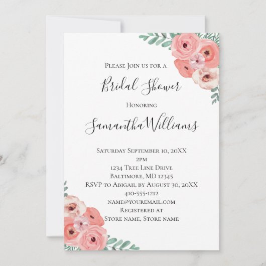 Roze witte zwarte Vrijgezellenfeest van Floral Gre Kaart (Voorkant)