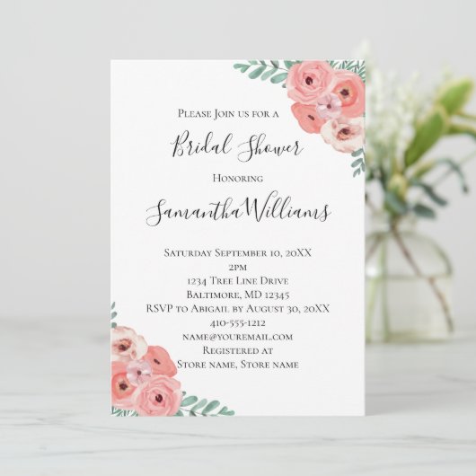 Roze witte zwarte Vrijgezellenfeest van Floral Gre Kaart (Staand voorkant)