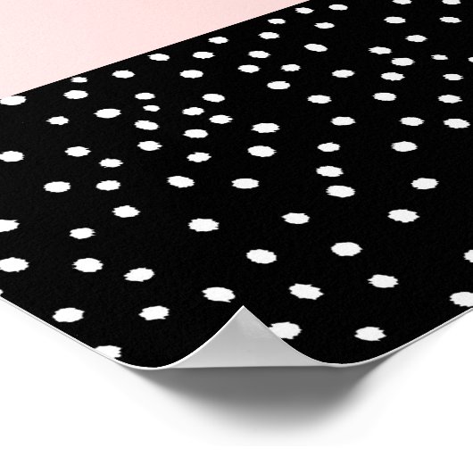 Roze witte zwarte waterverf poka-punten poster (Hoek)