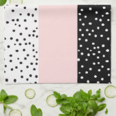 Roze witte zwarte waterverf poka-punten theedoek (Gevouwen)