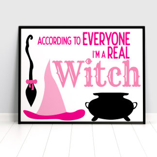 Roze wittige halloween poster