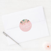 Roze Woestijn Bloemige Bruiloft Ronde Sticker (Envelop)