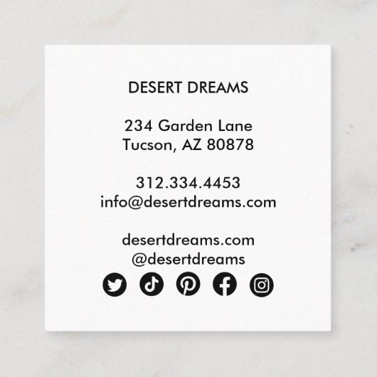 Roze woestijn - Strooier - Wildflower Fotoreis Vierkante Visitekaartje (Achterkant)